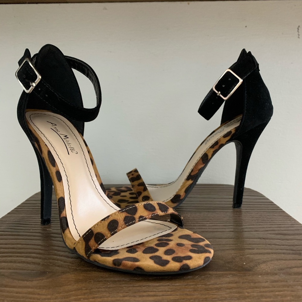Leopard & Black Strap Heels